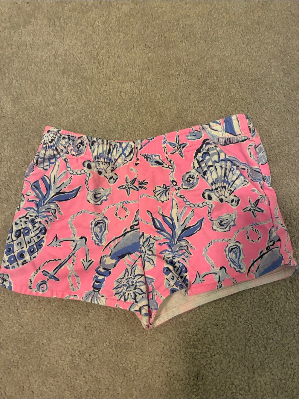Lilly Pulitzer kids size 6-7 gently used Pink Floral-Striped Lounge Shorts